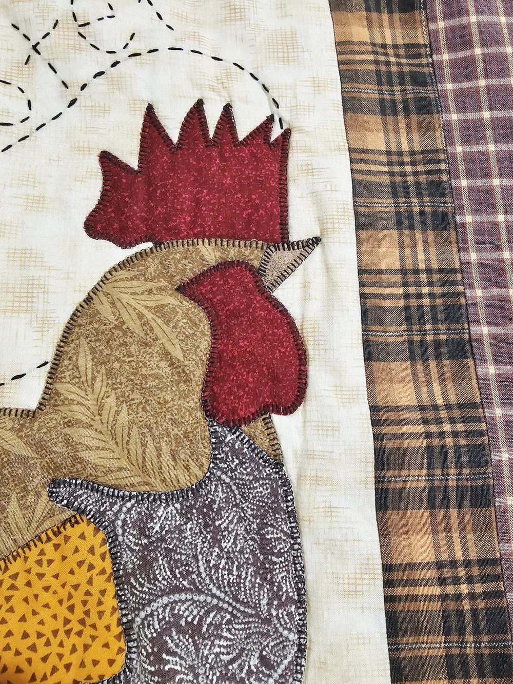 Farmhouse Cottagecore Rooster Quilted Wall Hanging